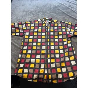 Zip Code 1992 Shirt Mens Large Multi colored disco Button Front Long Sleeve‎